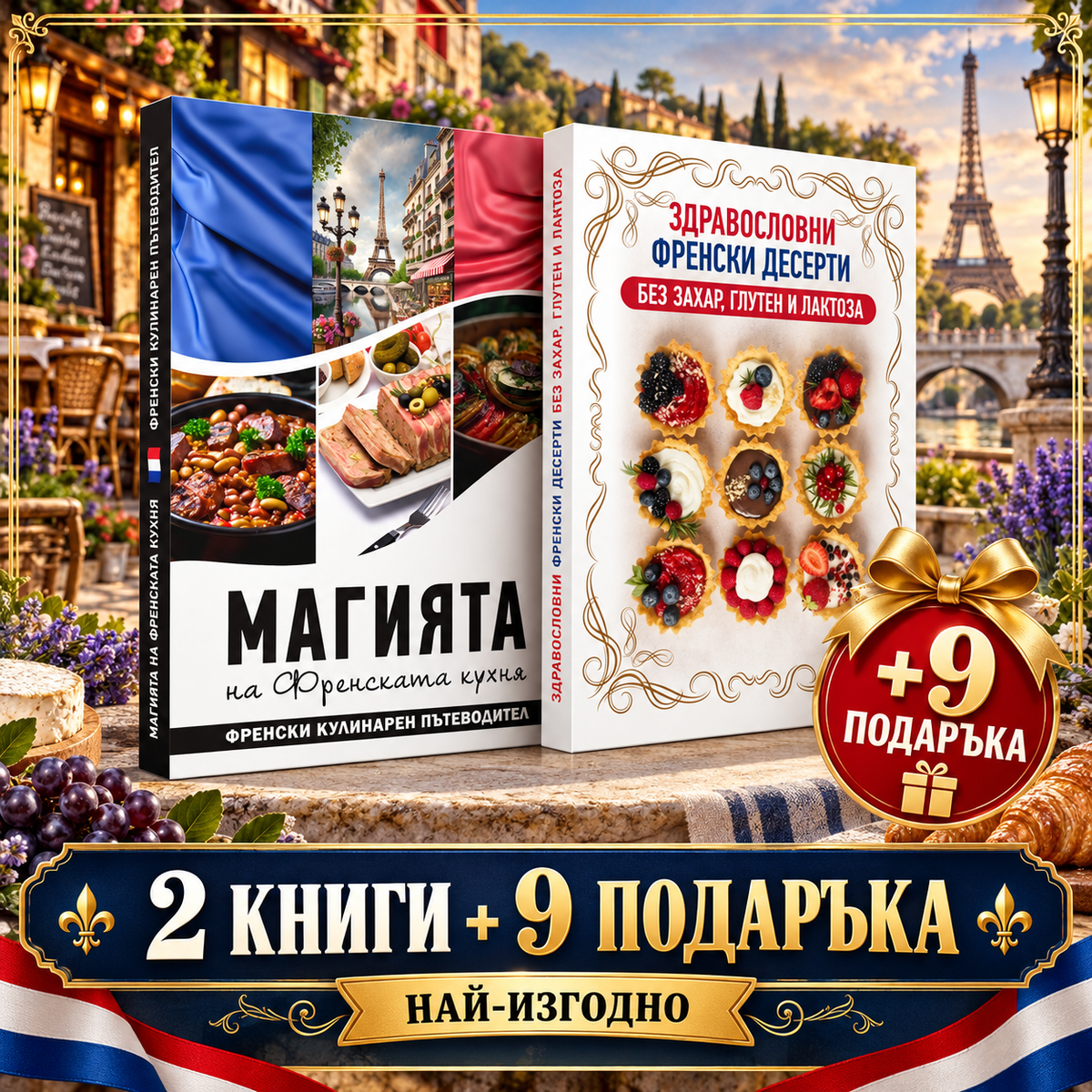 Комплект 3: Френска кухня + Френски десерти (2 книги + 9 подаръка)